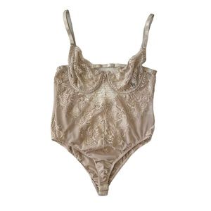 Nude Coloured Lace Bodysuit By Tic Toc